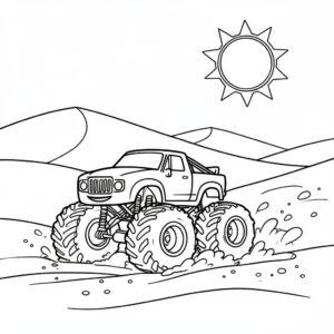 Monstertruck bland sanddyner målarbild