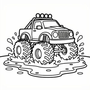 Monstertruck i leran målarbild