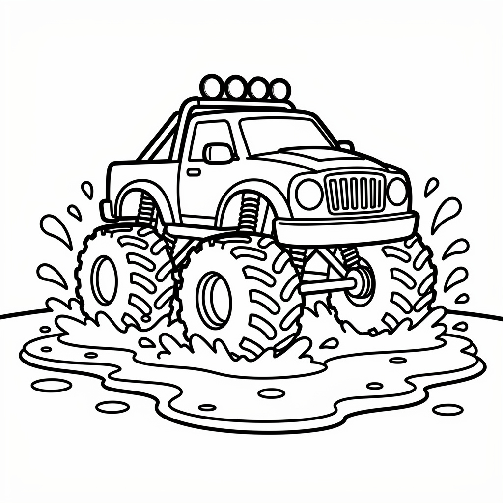 Monstertruck i leran målarbild