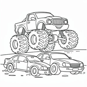 Monstertruck över hinder målarbild