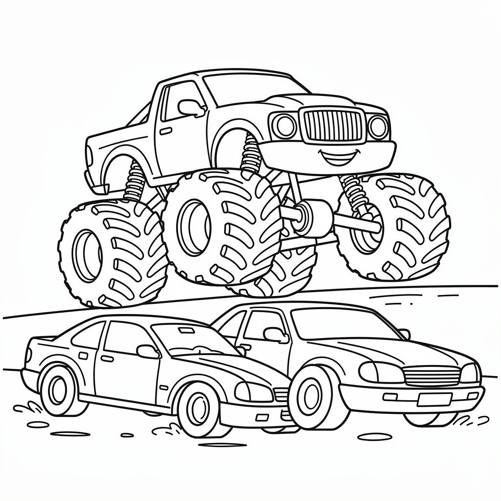 Monstertruck över hinder målarbild