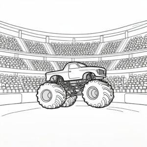 Monstertruck på stadion med publik