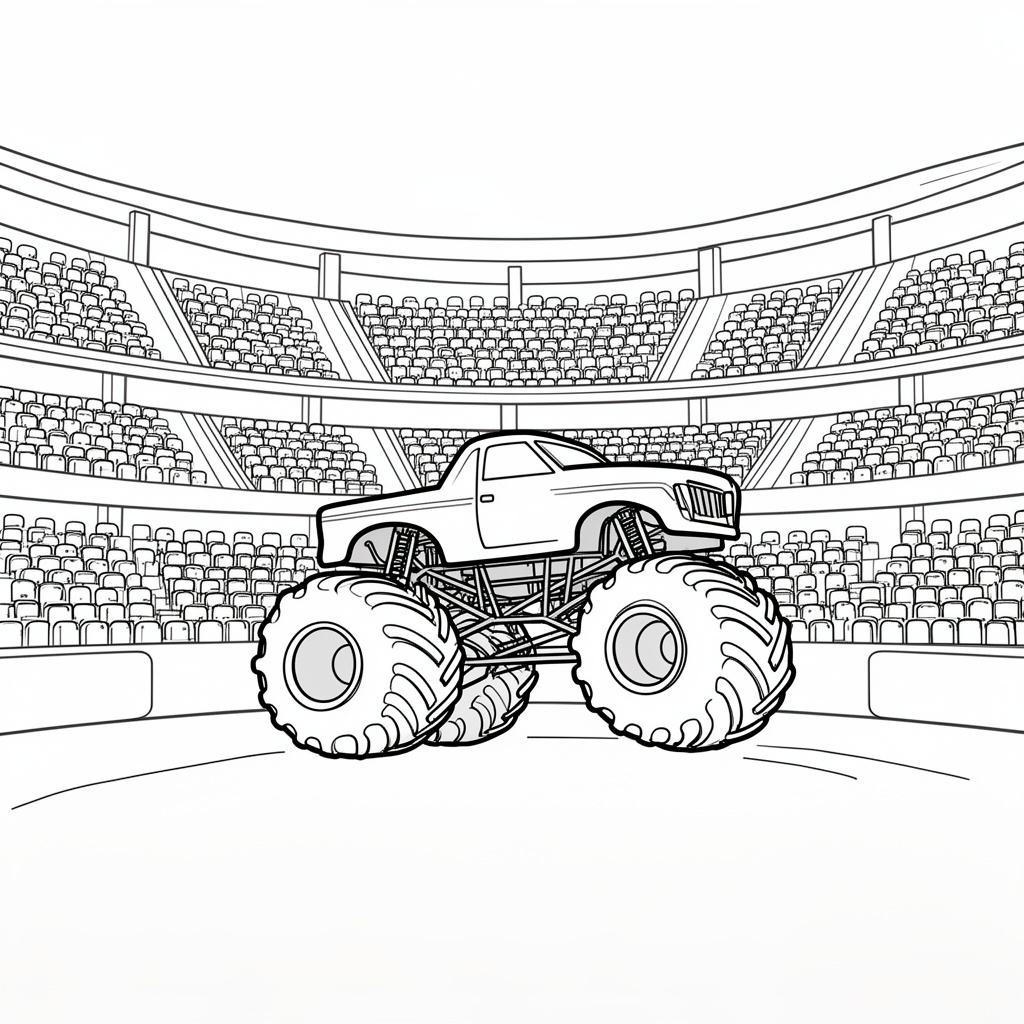 Monstertruck på stadion med publik