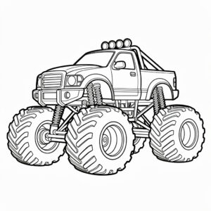 Monstertruck tävling utskrivbar målarbild