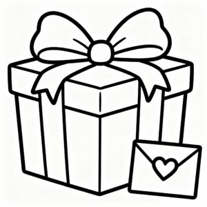 Mors dag målarbild med present med rosett