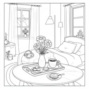 Mors dag-scen med frukost på sängen