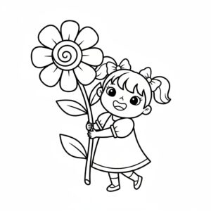 Mors dag teckning: söt med blomma