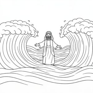 Moses vid den delade havet målarbild