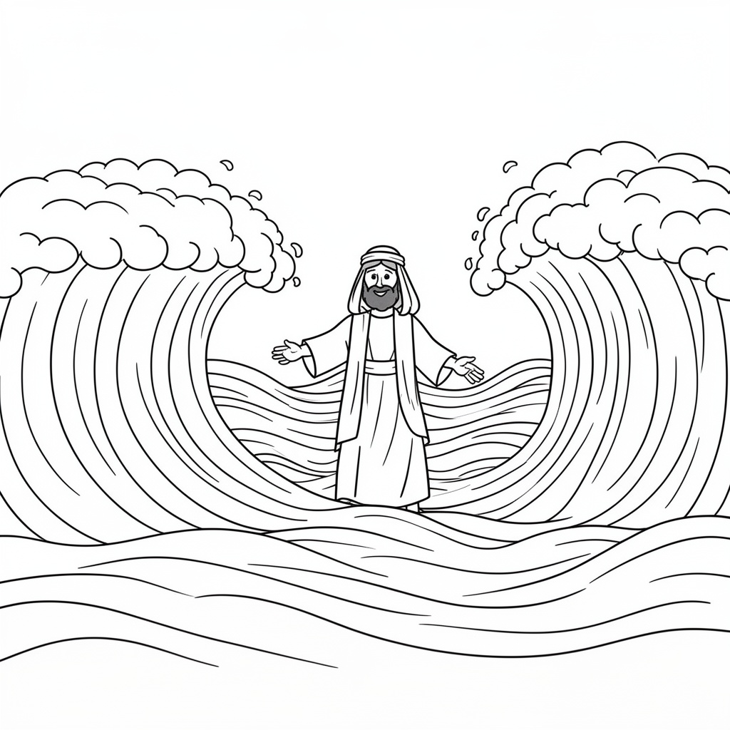Moses vid den delade havet målarbild