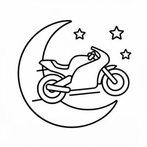 Motorcykel och stjärnklar himmel målarbild