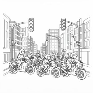 Motorcykelkonvoj i stadstrafik