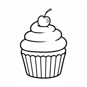 Muffin målarbild för barn: rund och god muffin