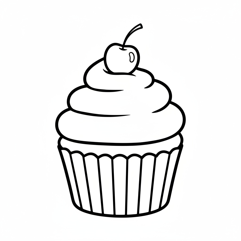 Muffin målarbild för barn: rund och god muffin
