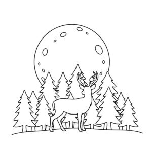 Mystisk Bambi målarbild i nattens skog