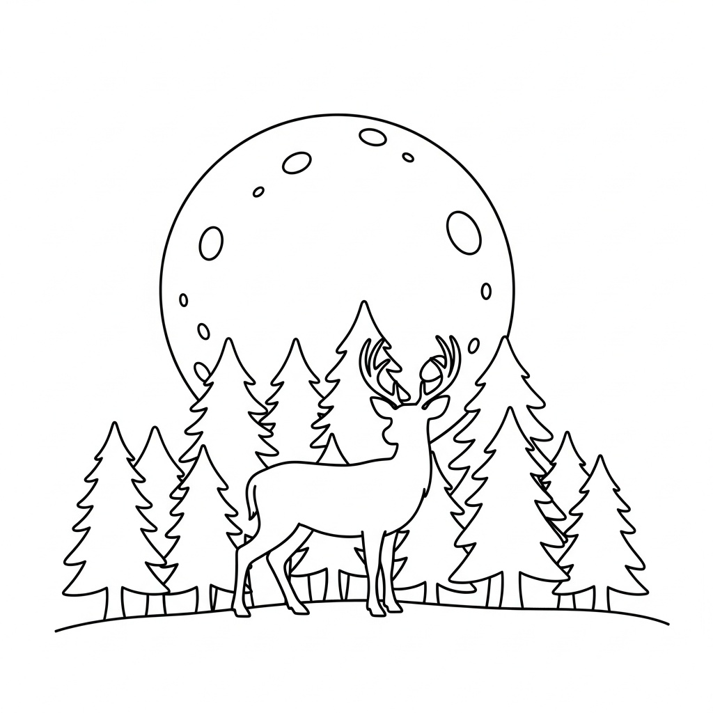 Mystisk Bambi målarbild i nattens skog
