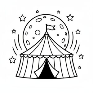 Mystisk cirkus under nattens månsken