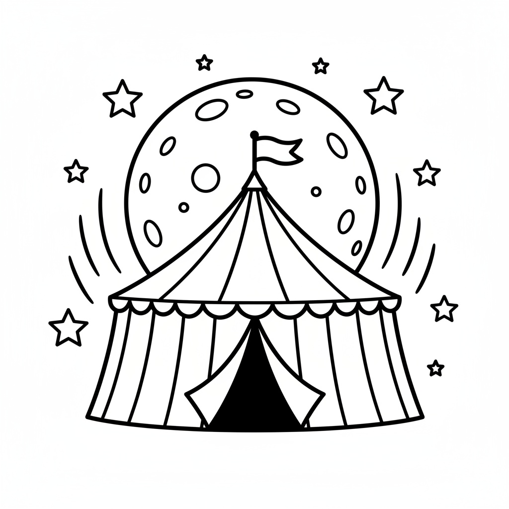 Mystisk cirkus under nattens månsken