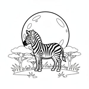 Mystisk zebra i nattens månsken