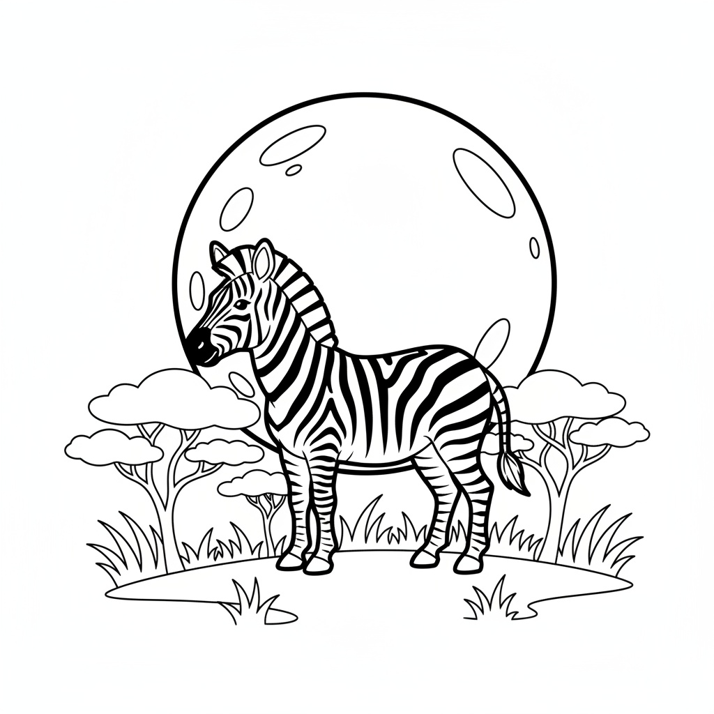 Mystisk zebra i nattens månsken