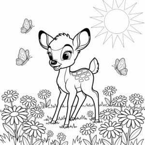 Eleganta rådjur och kid i skogen målarbild