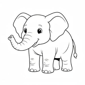 Nedladdningsbar elefant målarbild med naturlig hållning