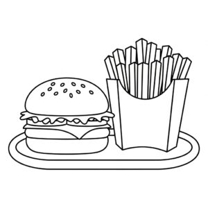 Nedladdningsbar hamburgare med pommes frites