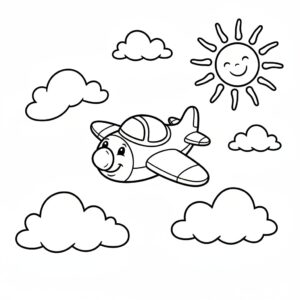 Nedladdningsbar PDF fordon: flygplan bland molnen