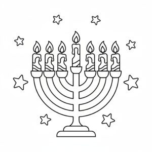 Chanukka med menorah och ljus målarbild