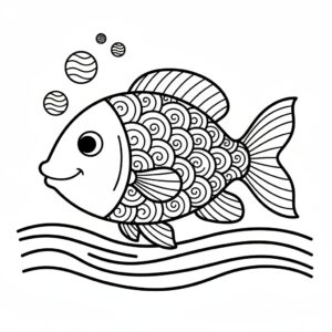Nedladdningsbar PDF lätt zentangle fisk
