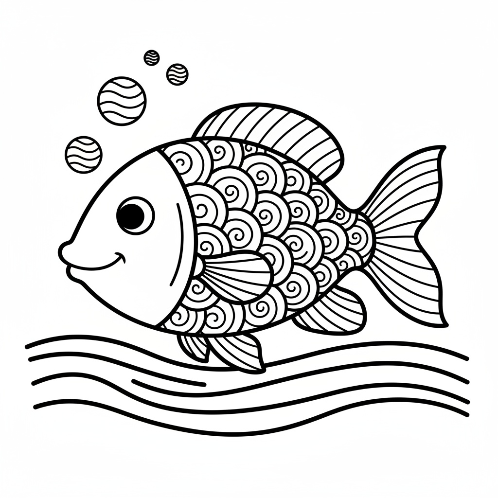 Nedladdningsbar PDF lätt zentangle fisk
