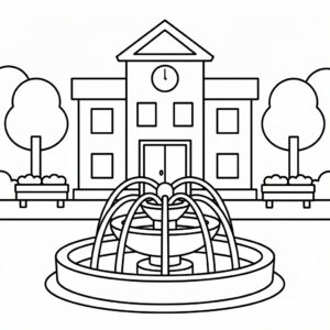 Nedladdningsbar PDF med stadsmotiv och torg att färglägga
