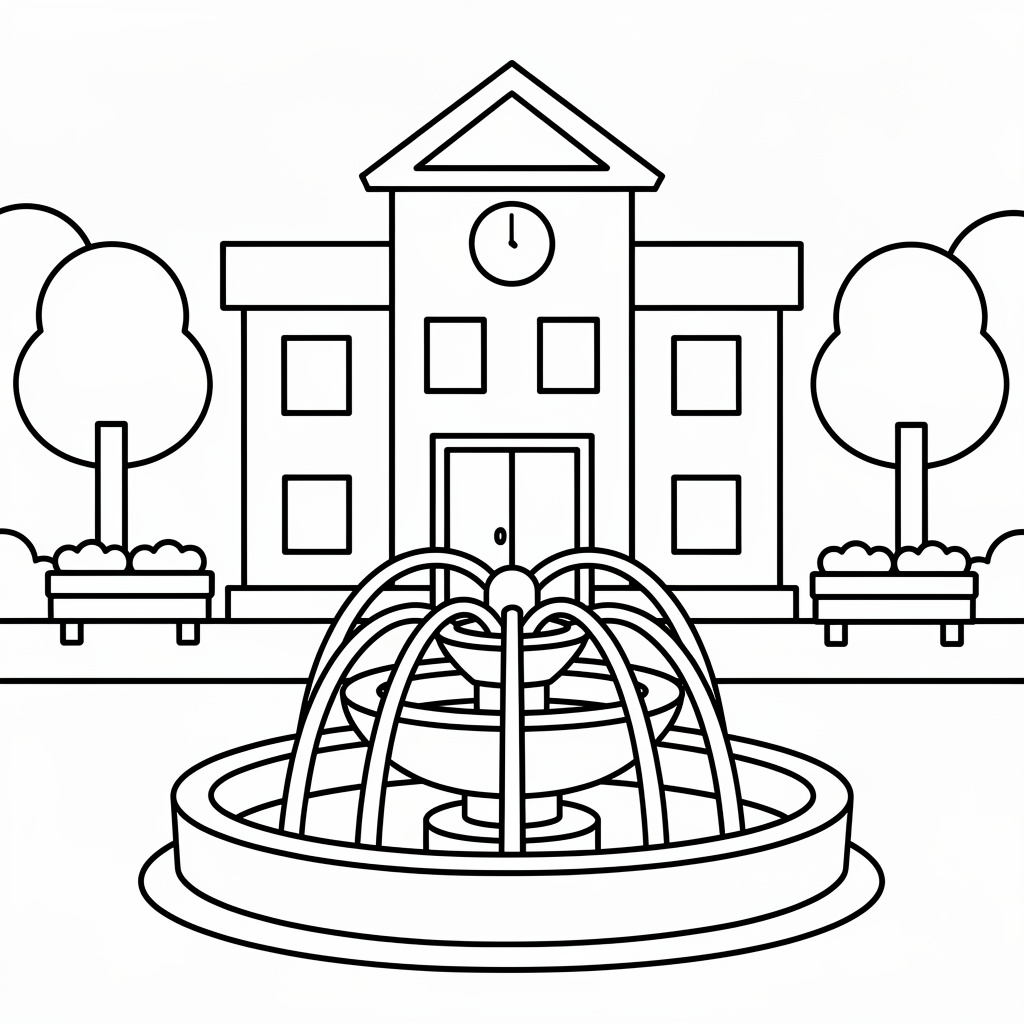Nedladdningsbar PDF med stadsmotiv och torg att färglägga
