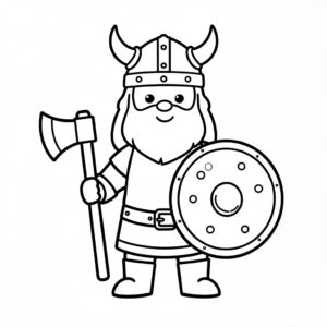 Nedladdningsbar PDF med vikingakrigare att färglägga