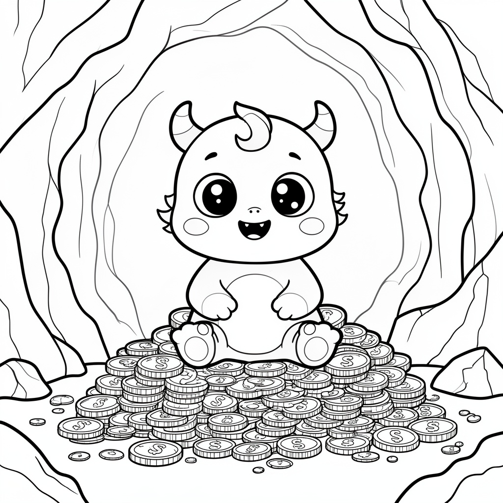 Nedladdningsbar PDF monster målarbild för barn