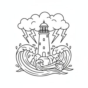 Nedladdningsbar PDF väder målarbild med stormigt hav