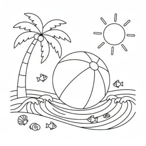 Sommar med sol, bad och lek vid stranden målarbilder