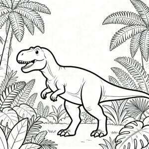 Nedladdningsbar tyrannosaurus målarbild i djungelns djup
