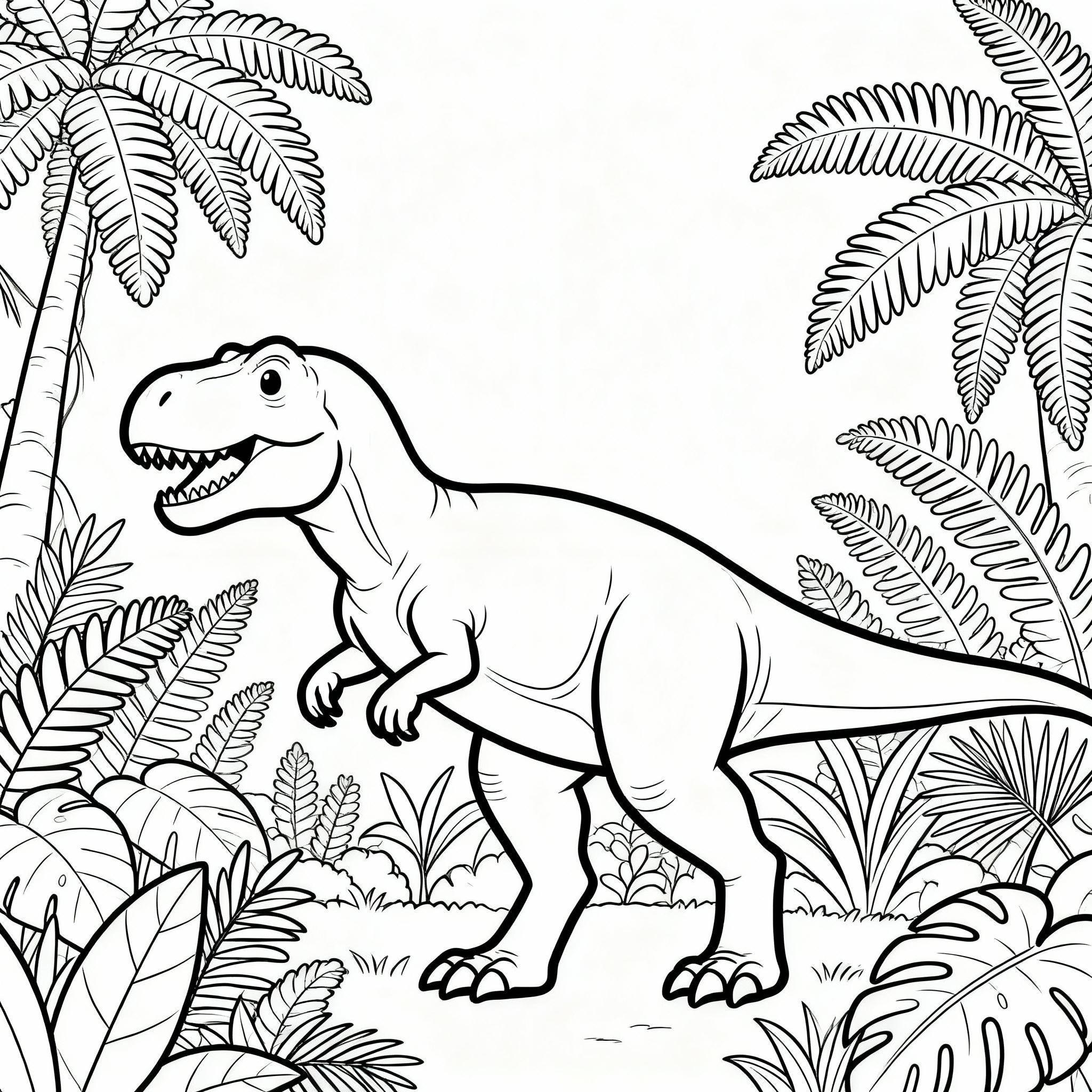 Nedladdningsbar tyrannosaurus målarbild i djungelns djup