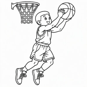 Noggrann basketspelare teckning för skolbarn