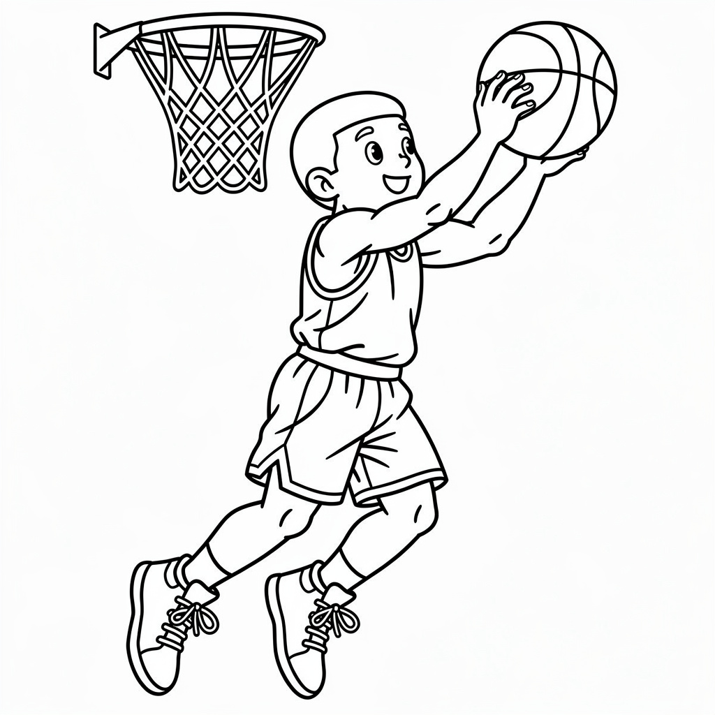 Noggrann basketspelare teckning för skolbarn