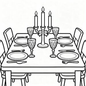 Nyårsbord med dekorativ duk målarbild