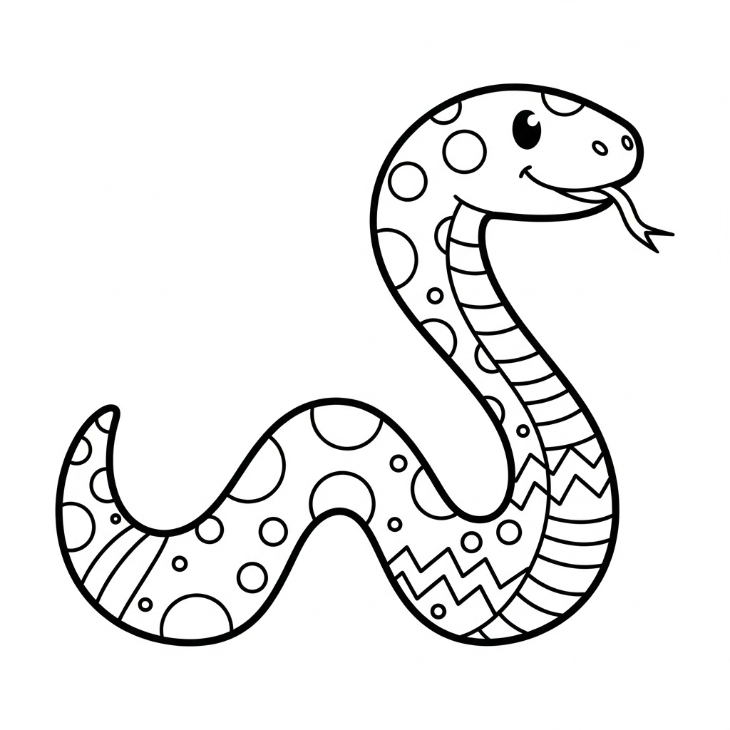 Ormfärgläggningsbild med tydliga linjer för förskolebarn