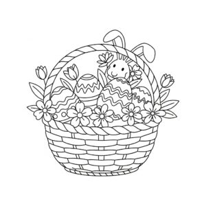 Påskägg i korg målarbild