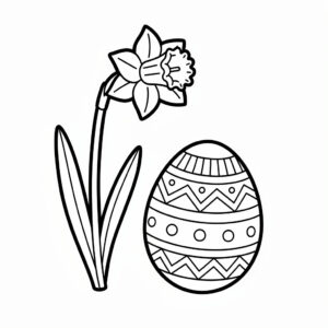 Påsklilja med ett vackert påskägg
