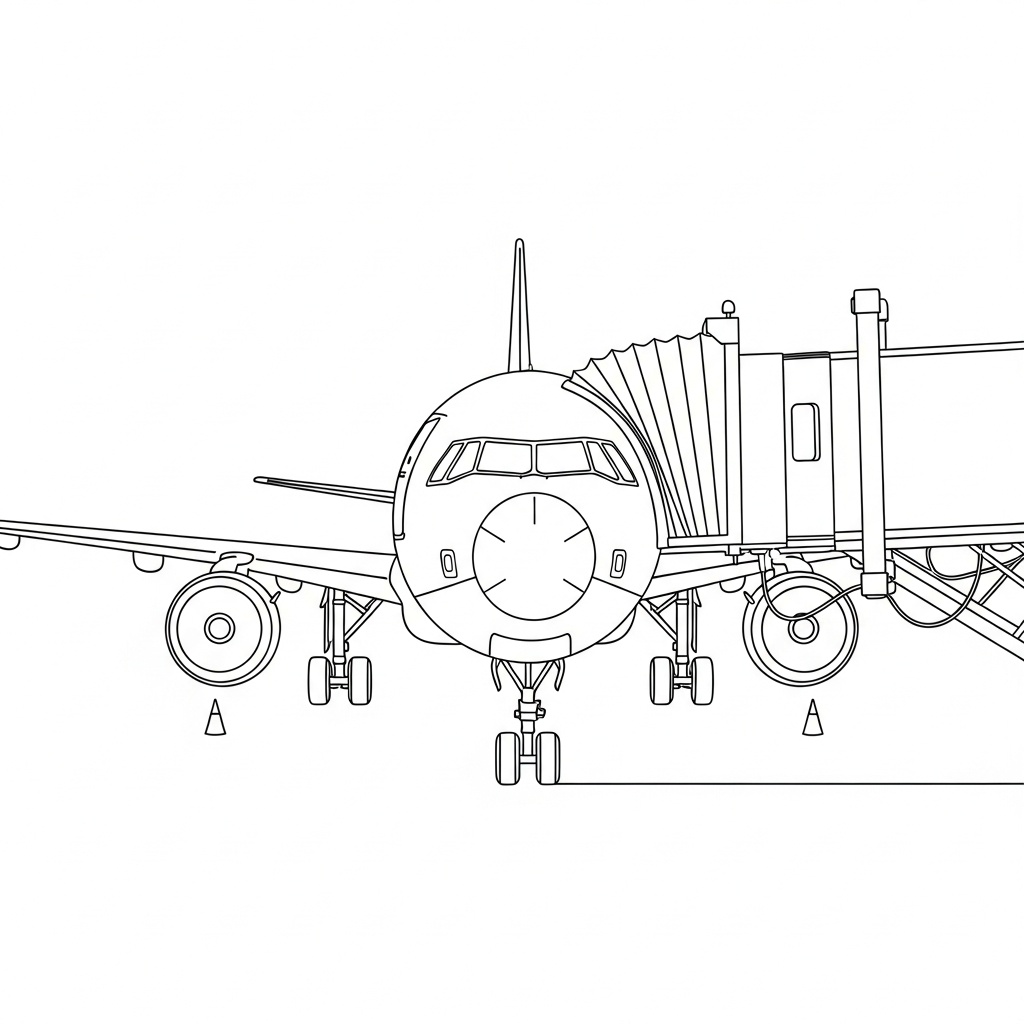 Passagerarflygplan med många detaljer