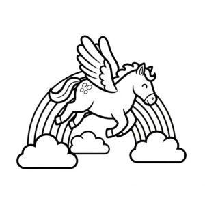 Pegasos målarbild med regnbåge för barn