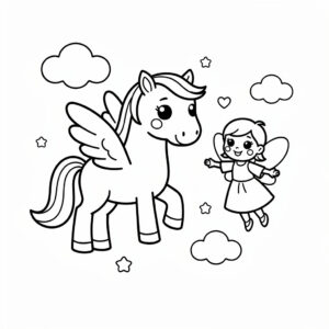 Pegasos med en älvkompis