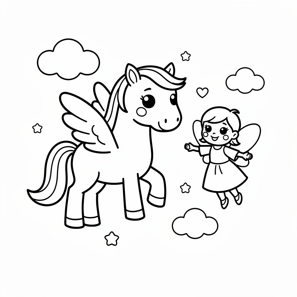 Pegasos med en älvkompis