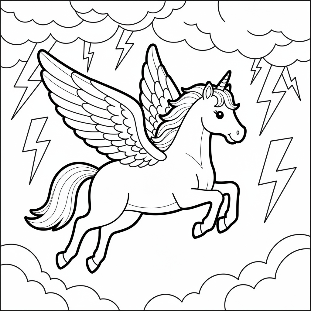 Pegasus målarbild: kamp i stormen