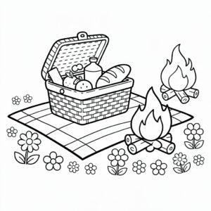 Picknickfilt vid den varma brasan